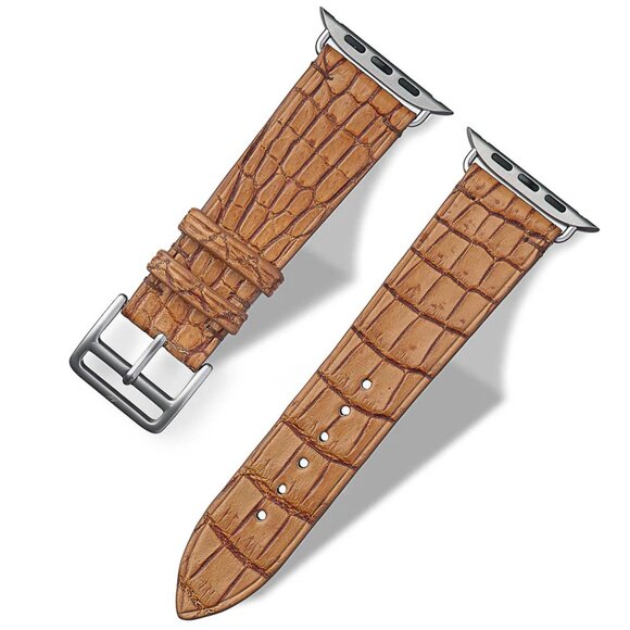 Luxury Alligator Leather Watch Band – Handmade - Rich Glay Brown Color main image 2
